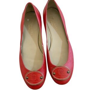 Talbots Red Leather Flats with Embossed Detail